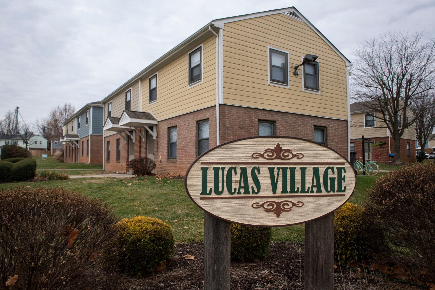 Historic Lucas Village homes in Frederick, Maryland before redevelopment
